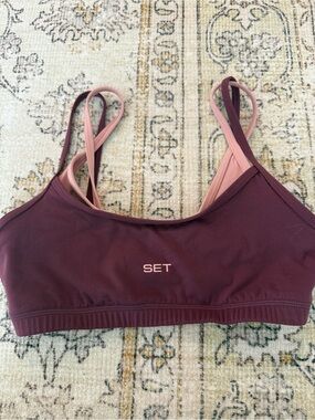 Set Active Airluxe layered bra and leggings rose bud